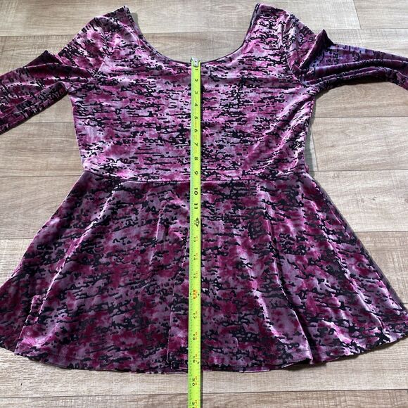 Decree Velvet Burnout Top Womens Med Peplum Goth Y2K Purple Pullover - Picture 7 of 8